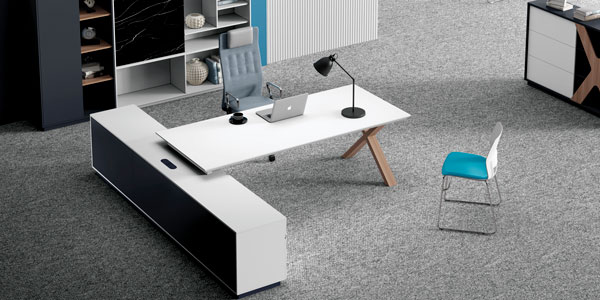 福瑪仕辦公家具|簡格系列現(xiàn)代板式班臺書柜組合展廳實景展示